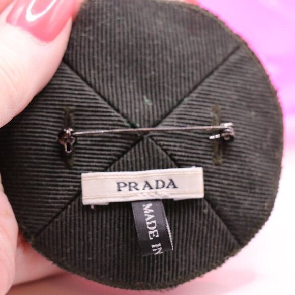 Prada Signed Made in Italy 3" Gem Covered Layered Fabric Brooch/Pin - Picture 3 of 4